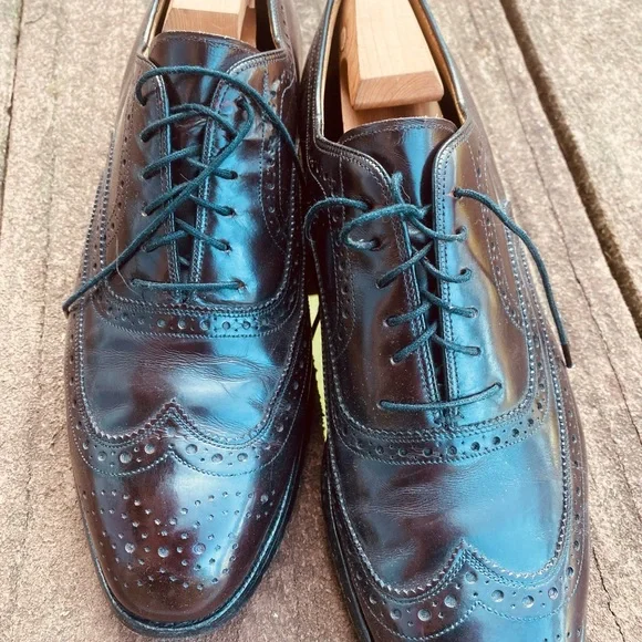Johnston & Murphy Wingtip Oxford Dress Shoes Leather Burgundy Men 10.5